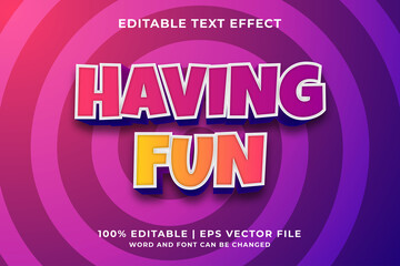 Editable text effect -Having Fun Cartoon template style premium vector
