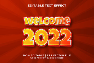 Editable text effect -Welcome 2022 template style premium vector