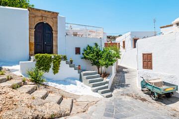 White Lindos street on Rhodes island, Greece