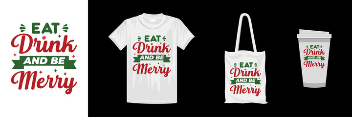 Merry Christmas t-shirt design template. Christmas lettering quote t-shirt design.