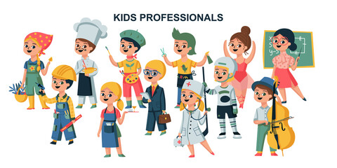 Kids Professionals Cartoon Composition