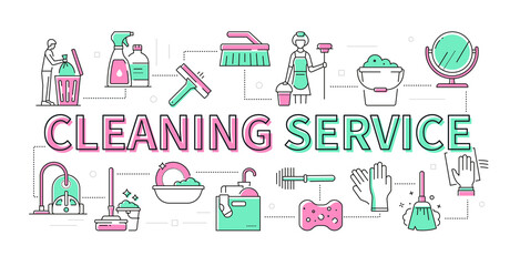 Cleaning service - line design style modern banner