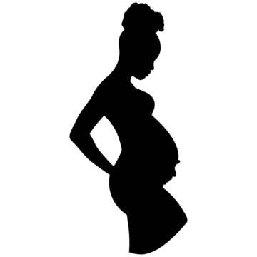 recommend clip art: Silhouette of a black pregnant woman. Vector illustration.