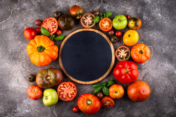 Assortment of different colorful tomatoes