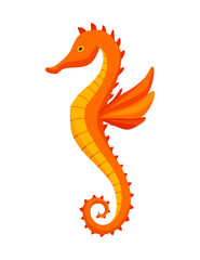 Horse - sea and ocean animal. Fauna character in flat cartoon style.  cute colorful object isolated on white background