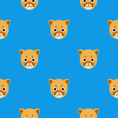 Cute baby puma pattern. Vector illustration isolated on a colored background, application for children, game, book, print, card, sticker.