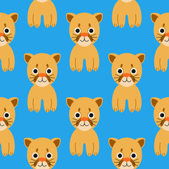 Cute baby puma pattern. Vector illustration isolated on a colored background, application for children, game, book, print, card, sticker.