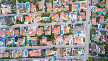 aerial view of residential houses in denia, Spain