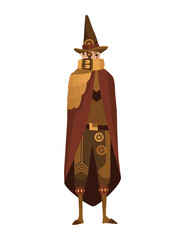 Steampunk fashion technology, fantasy vintage illustration with cartoon man in steampunk costume. Steam punk invention. People character with mechanical element