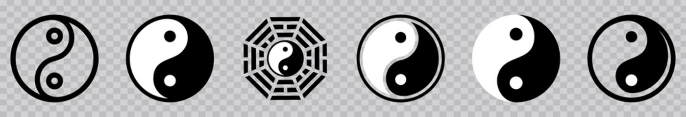 Yin Yang icon set, Yin and Yang symbol isolated on transparent background. vector illustration - obrazy, fototapety, plakaty