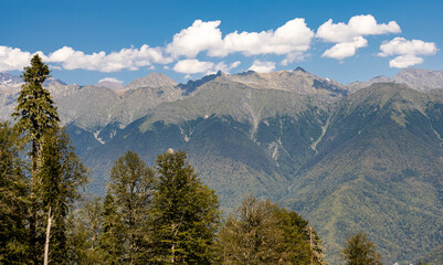 Fototapeta premium Caucasus mountains ridge in Sochi National Park 