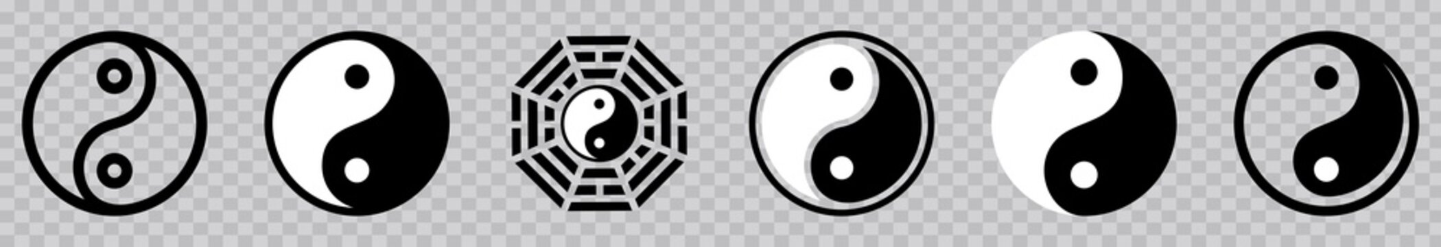 Yin Yang icon set, Yin and Yang symbol isolated on transparent background. vector illustration