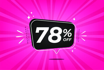 78 percent discount. Pink banner with floating balloon for promotions and offers.