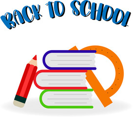 Back to school illustration with books and pencil