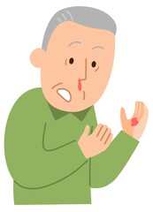鼻血が出て驚いている男性②