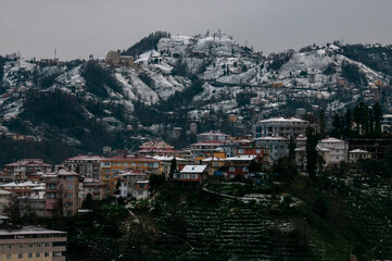 Obraz premium Winter scenery in Çamlıhemşin in Rize 