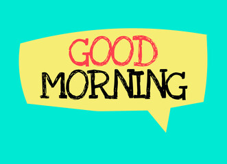 Good morning in turquoise background illustration.