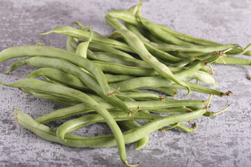 fresh string beans are on the table