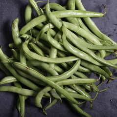 fresh string beans are on the table