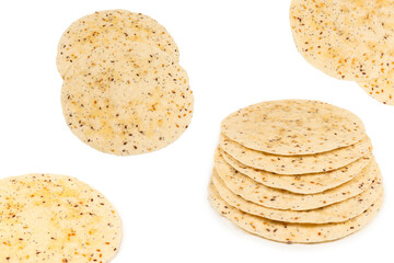 Pitta bread with seeds isolated on white