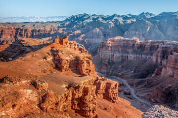 Natural unusual landscape red canyon of unusual beauty is similar to the Martian landscape, the Charyn canyon