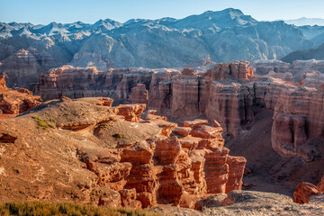 Natural unusual landscape red canyon of unusual beauty is similar to the Martian landscape, the Charyn canyon