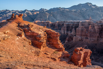 Natural unusual landscape red canyon of unusual beauty is similar to the Martian landscape, the Charyn canyon