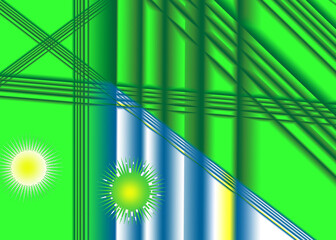 Multicolored stripes on a green background