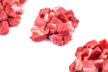 Fresh raw pork pieces isolated.