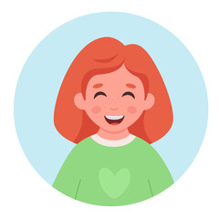 Girl with braces on teeth. Dental care. Vector illustration