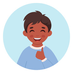 Boy with braces on teeth. Dental care. Vector illustration