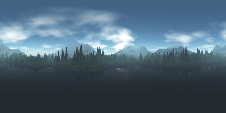 Lake in the mountains, HDRI, equidistant projection, Spherical panorama, panorama 360, environment map, landscape