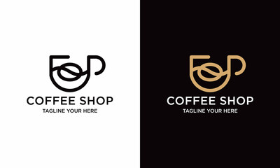 Cup with coffee bean logo symbol vector icon illustration graphic design