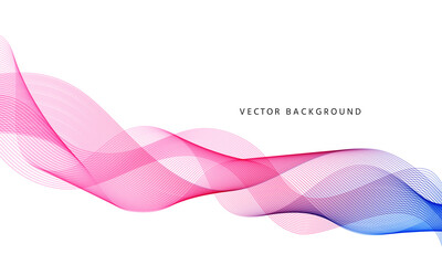 Wave background. Abstract wavy banner. Backdrop with curved flow lines on white. Cool gradient print. Futuristic blend modern wallpaper. Geometric poster. Vector illustration.