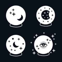 witch ball with moon and stars