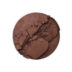 Round dry crushed brown eye shadows isolated on white