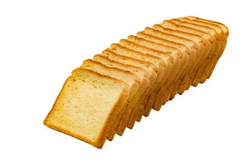Freshly baked toast bread cut into slices. Isolated on white background