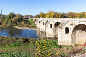Fototapeta premium Nineteenth-century bridge over Yantra River in Byala, Bulgaria