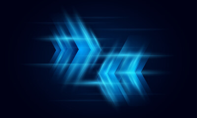 Modern abstract arrows high-speed movement. Dynamic motion on blue background. Movement technology pattern for banner or poster design background concept.