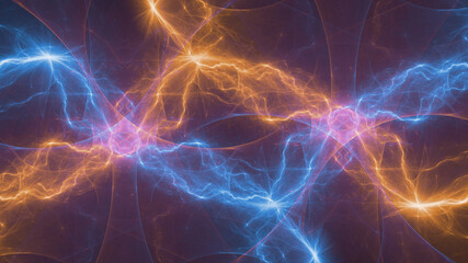 Fire and ice plasma lightning, abstract energy and electricity background