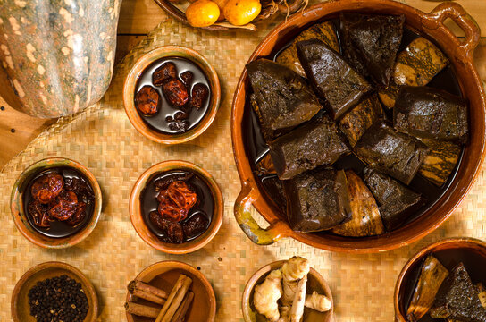 (Ayote and jocotes) a traditional festival dessert for All Saints Day in Guatemala City. 
