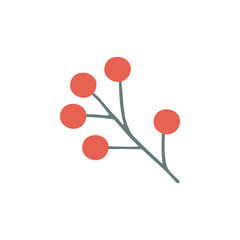 Vector hand drawn branch of berries for winter and autumn decoration. Doodle illustration.