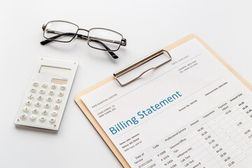 Medical billing statement from the hospital. Payment for health care service