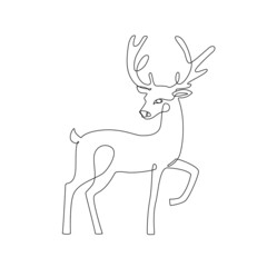 Simple contour art of minimal deer isolated on white background for gift, birthday, christmas winter template design