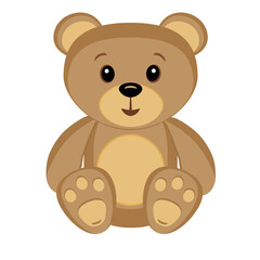Toy bear, in a flat style. Isolated on white background vector illustration.