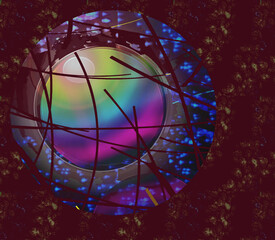  Abstract design brilliant colors glowing objects dark space