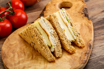 Club sandwich with chicken and cheese