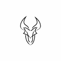 Goat head logo with brush line style. Animal logo vector illustration.