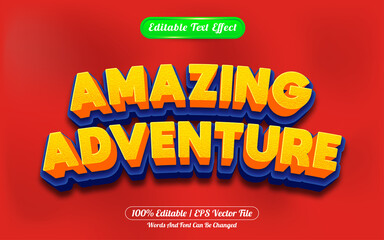 Amazing adventure 3d editable text effect cartoon style