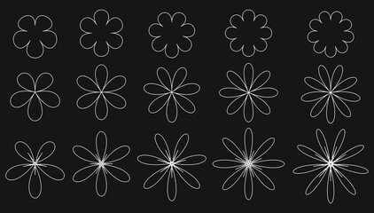 The white symbol collection on a black background.